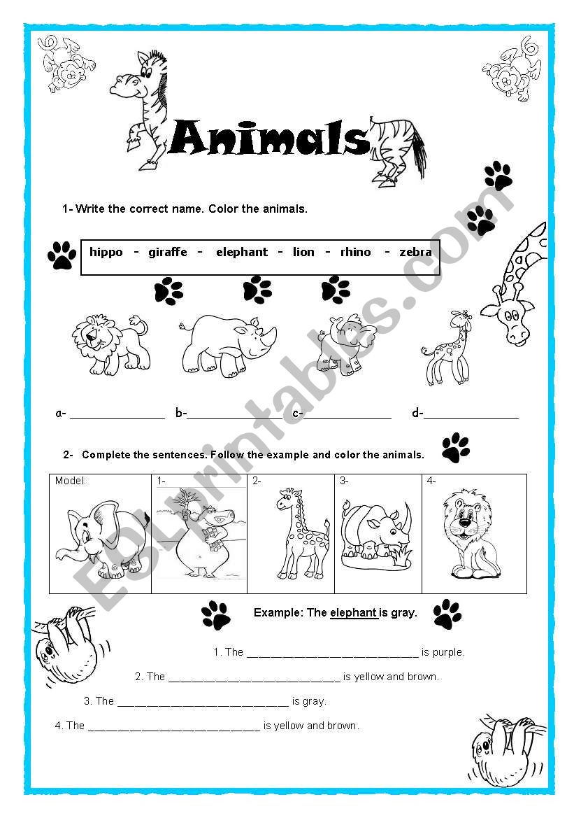 Wild Animals worksheet