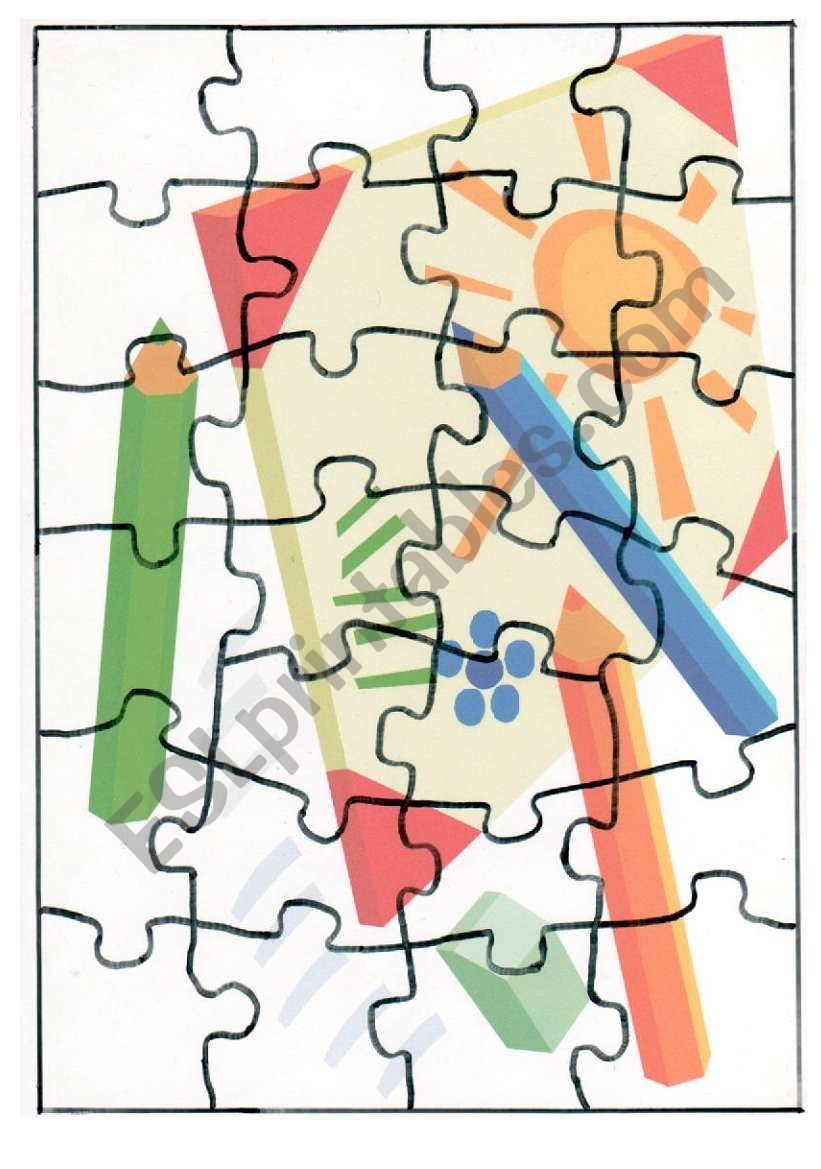 school objects puzzle part1 worksheet