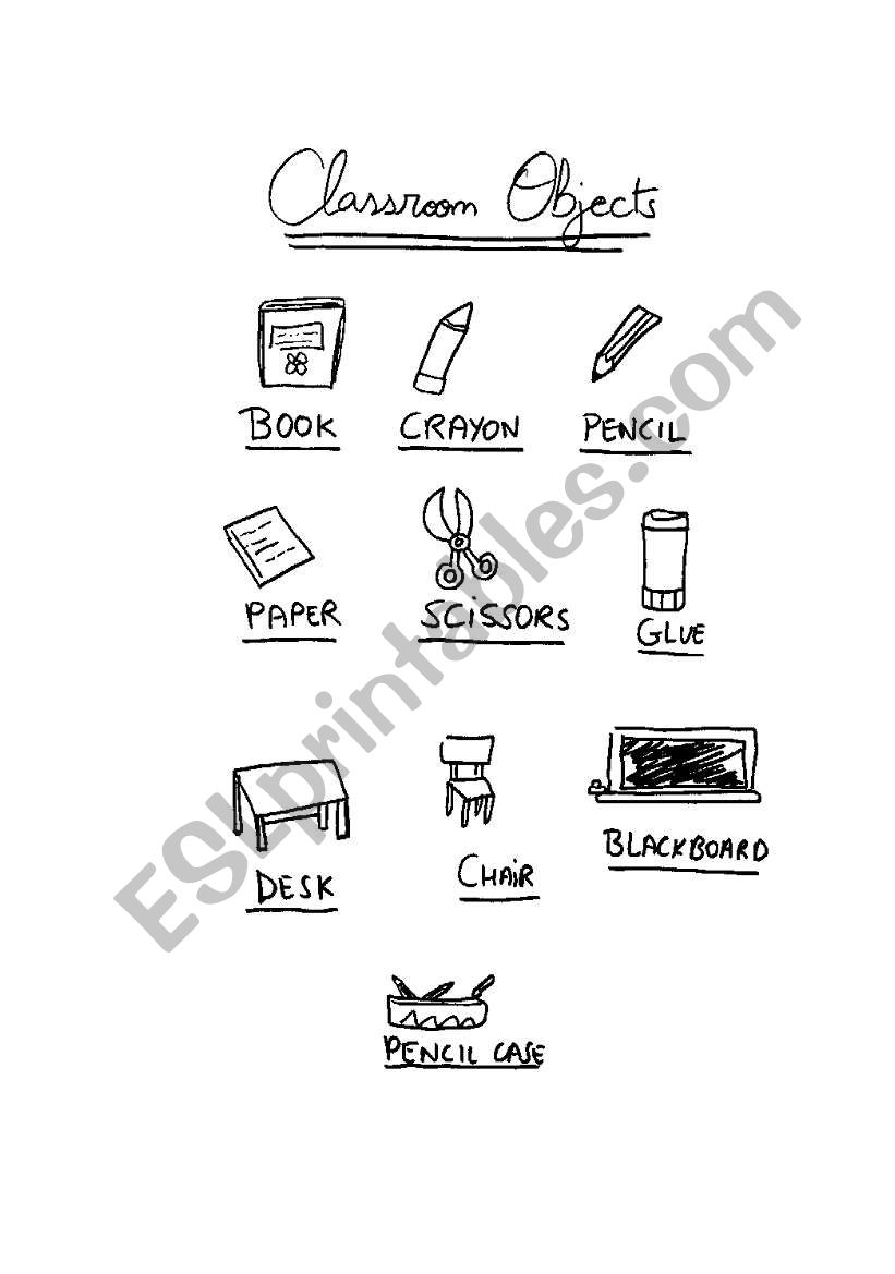 Classroom objects worksheet