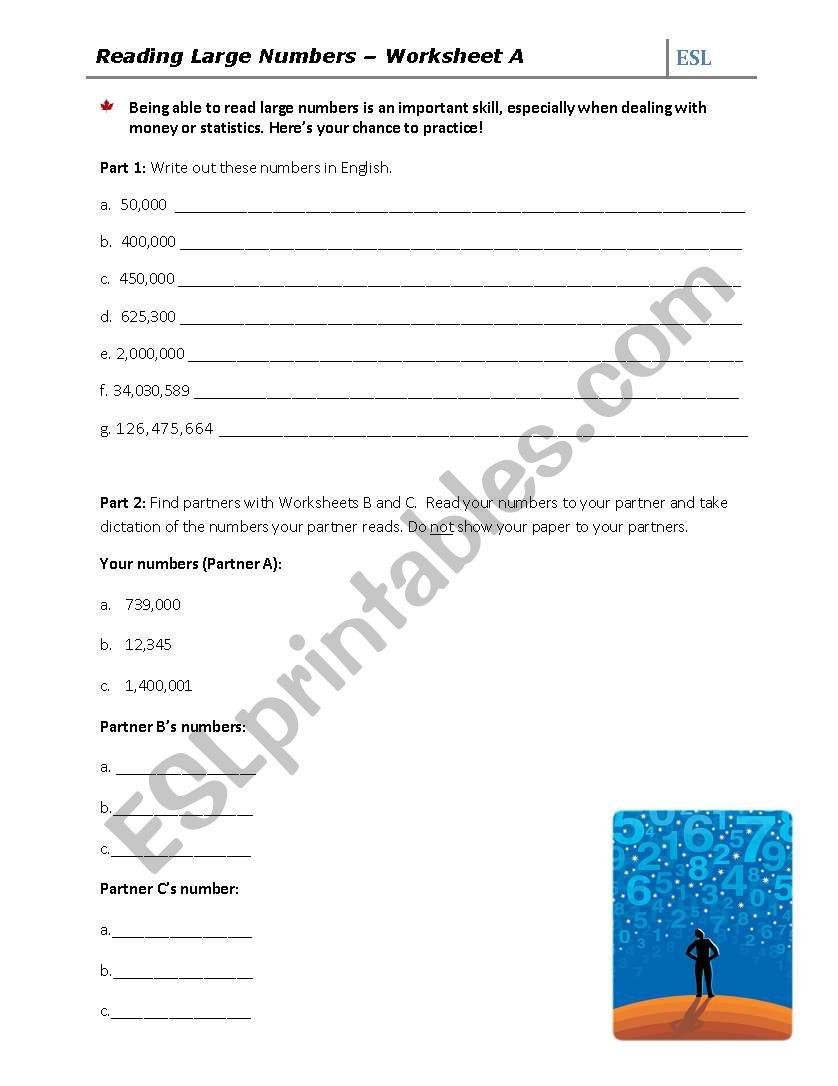 Reading Large Numbers worksheet