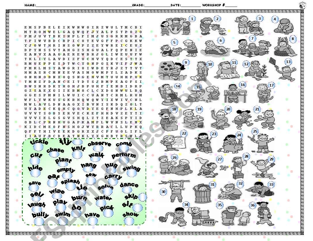 PRESENT PROGRESSIVE WORDSEARCH PART ONE