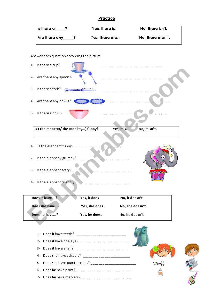 Yes / No questions  worksheet