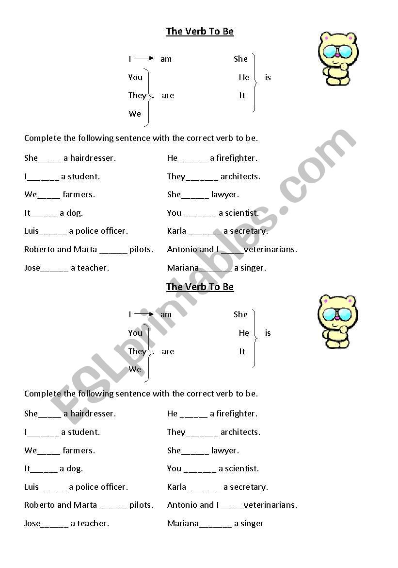 The verb to be worksheet