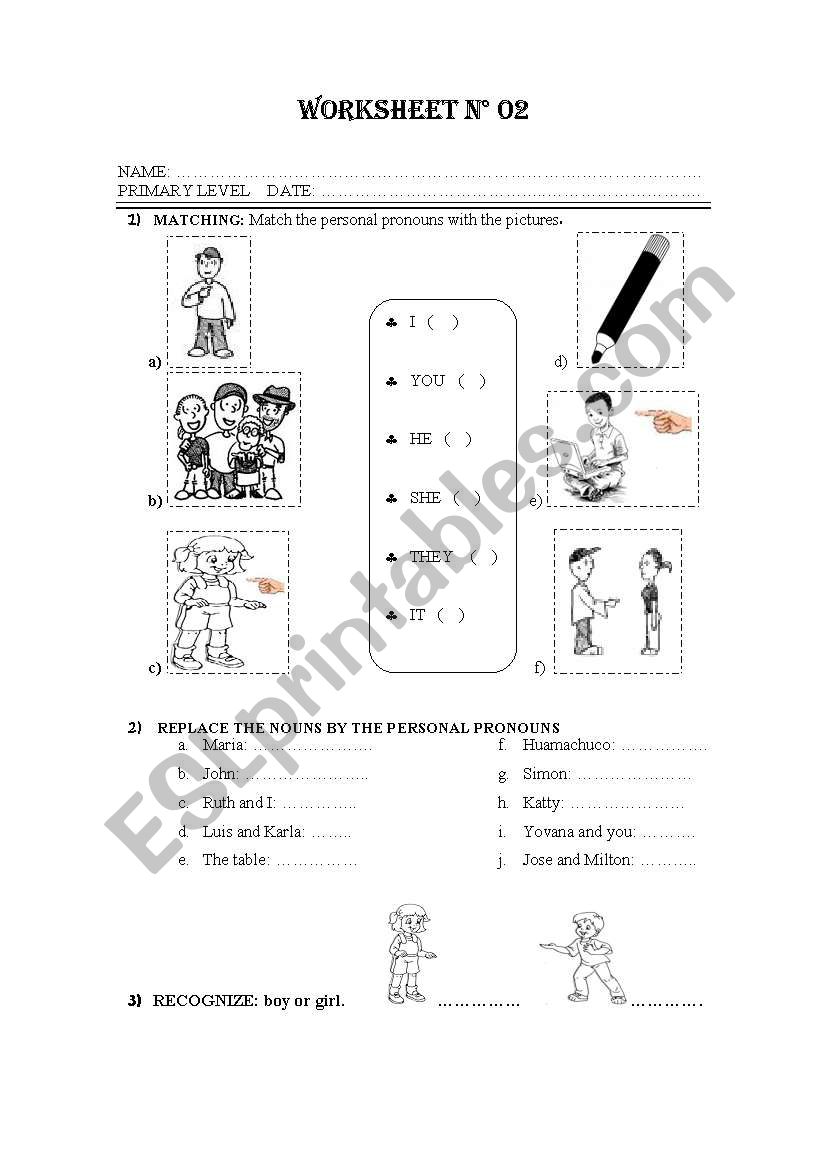 PERSONAL PRONOUNS worksheet