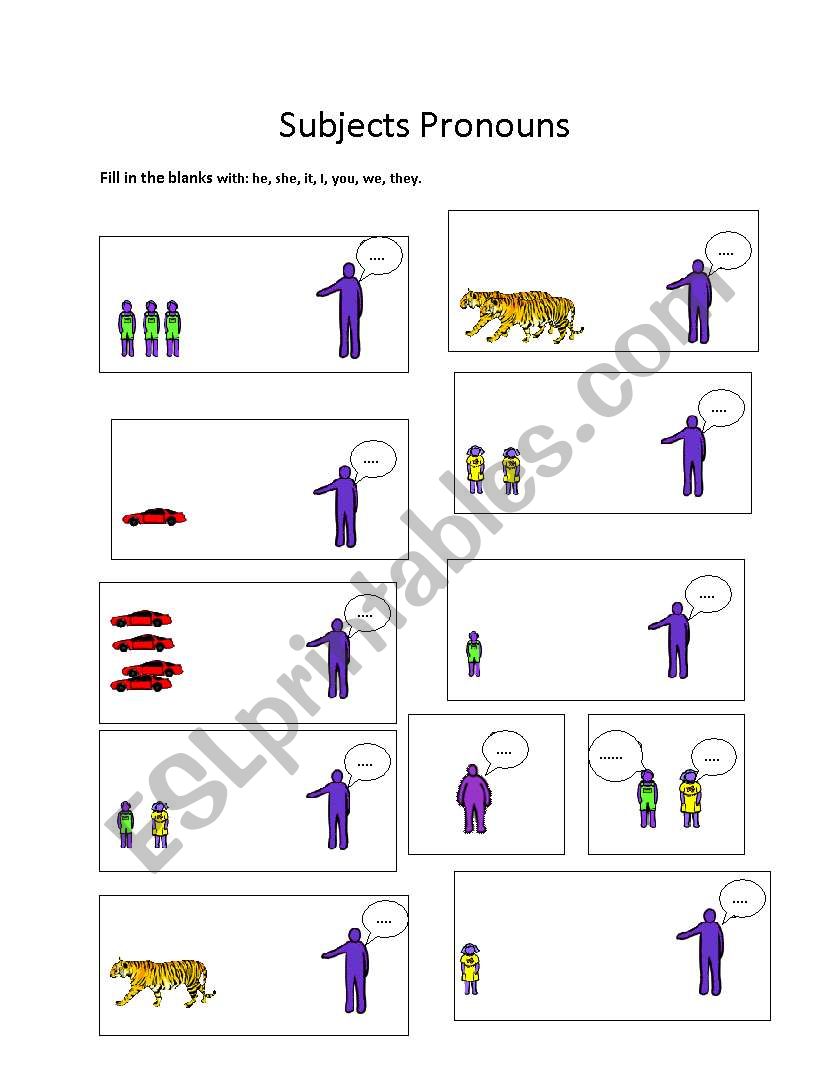 subjects pronoun worksheet