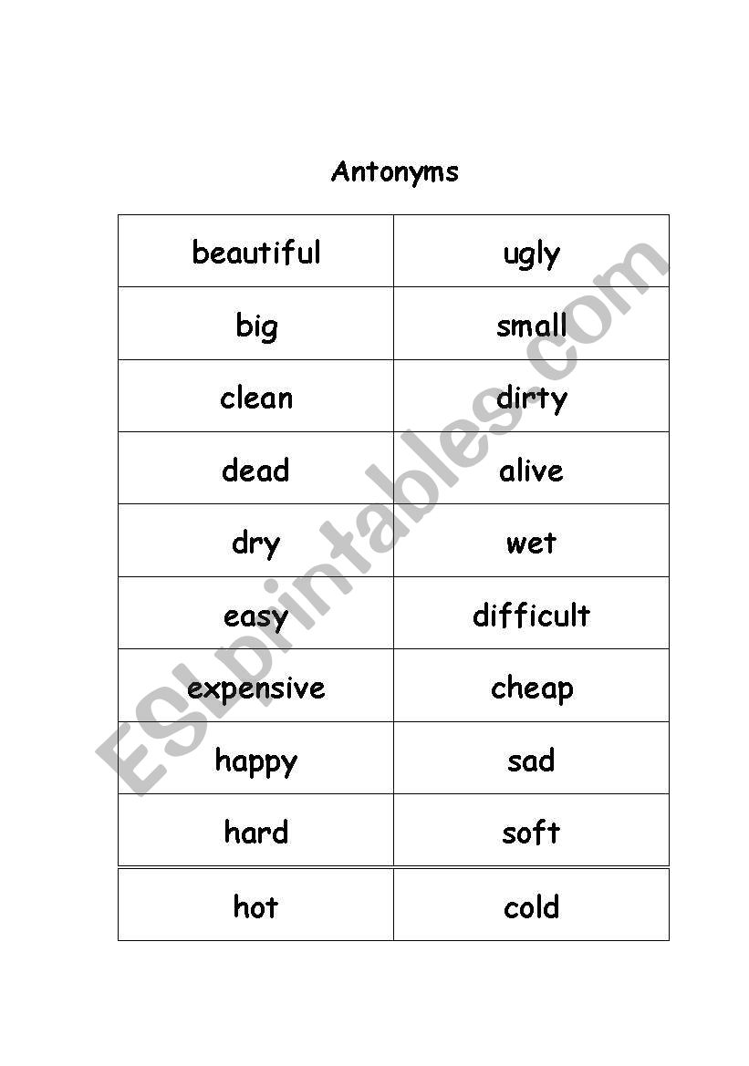 Antonyms & Synonyms worksheet