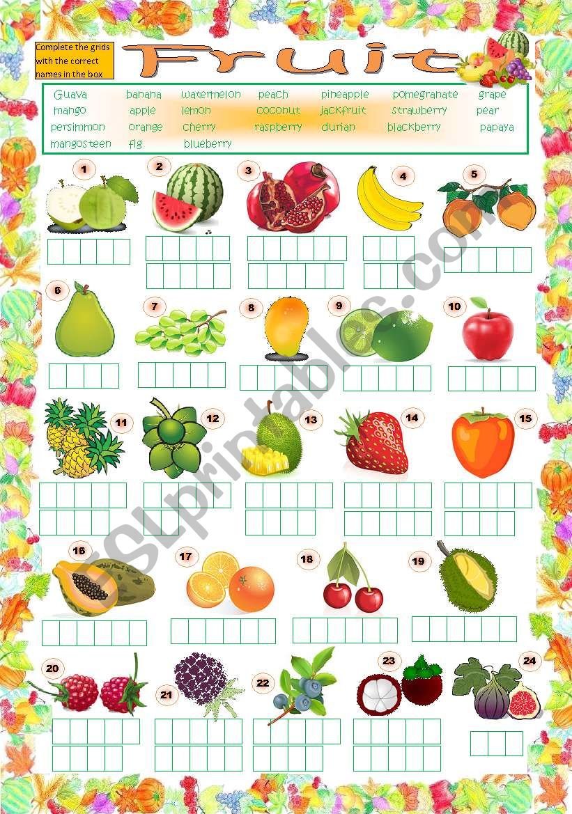 Fruit Puzzle (key included) worksheet