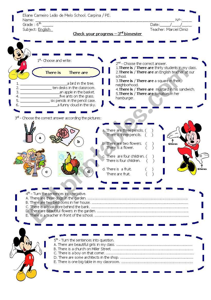 There to be  - present tense worksheet