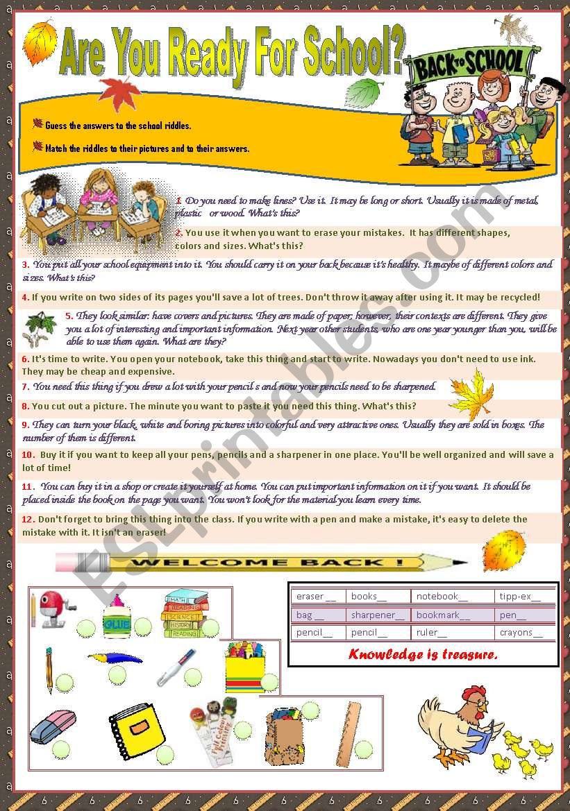 Are You Ready For School? worksheet