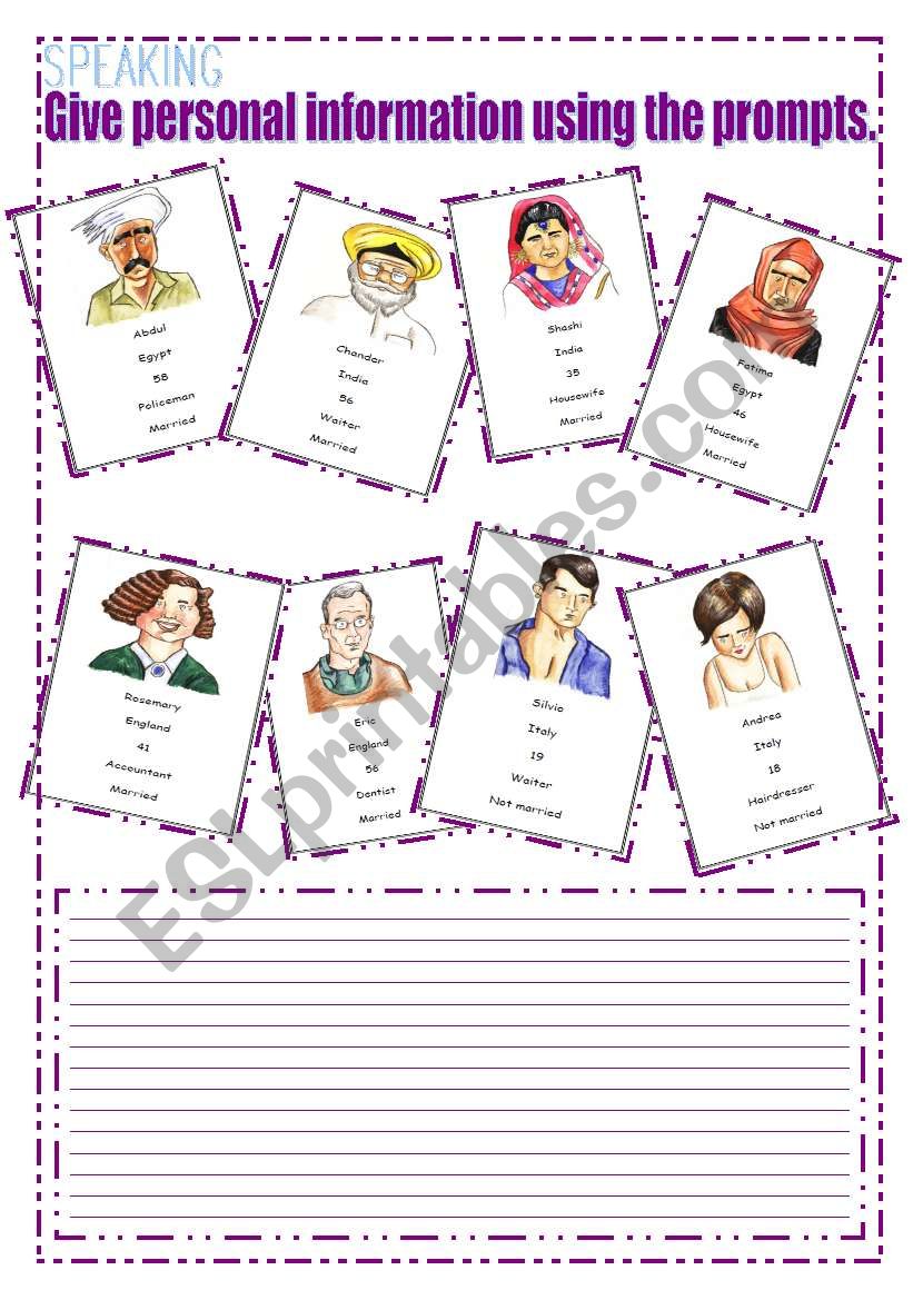 GIVING PERSONAL INFORMATION SET -2-  (DESCRIBING PEOPLE)