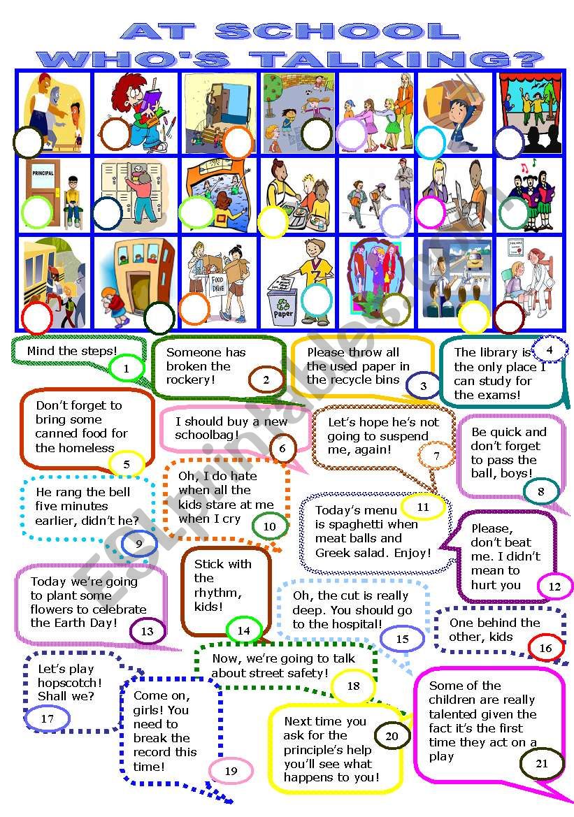 AT SCHOOL.WHOS TALKING?/6 worksheet