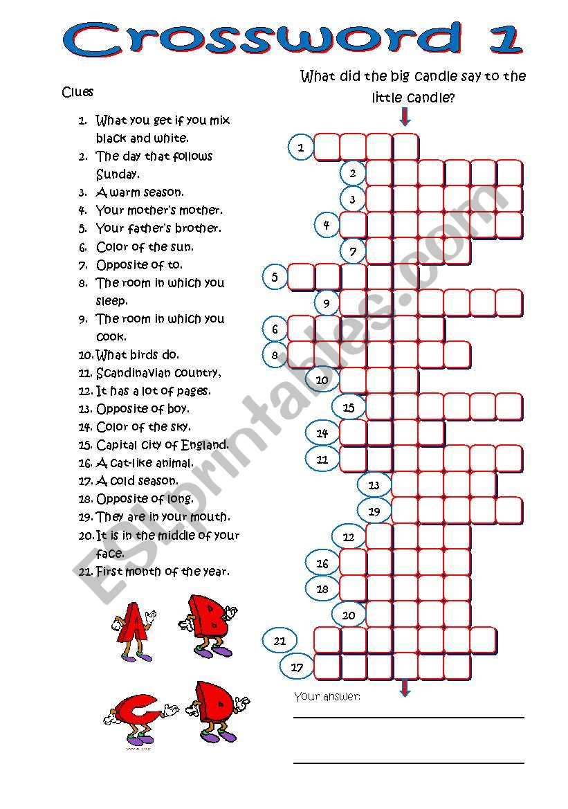 Crossword 1 worksheet