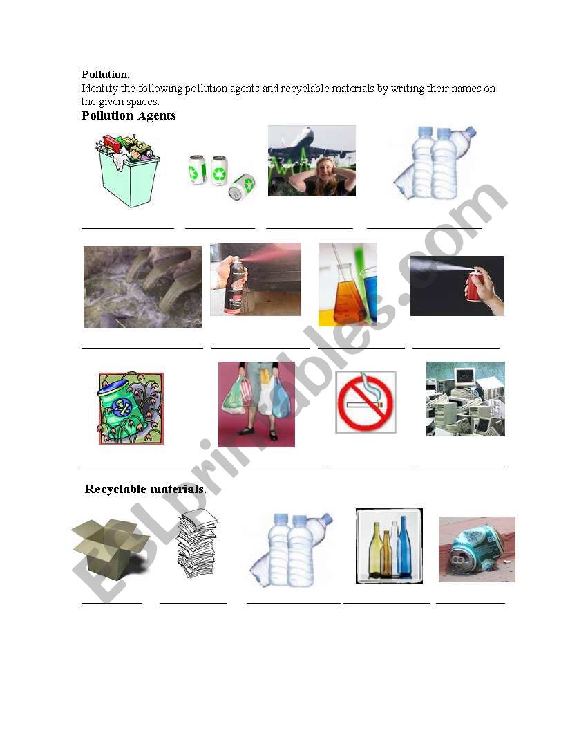 Pollution worksheet