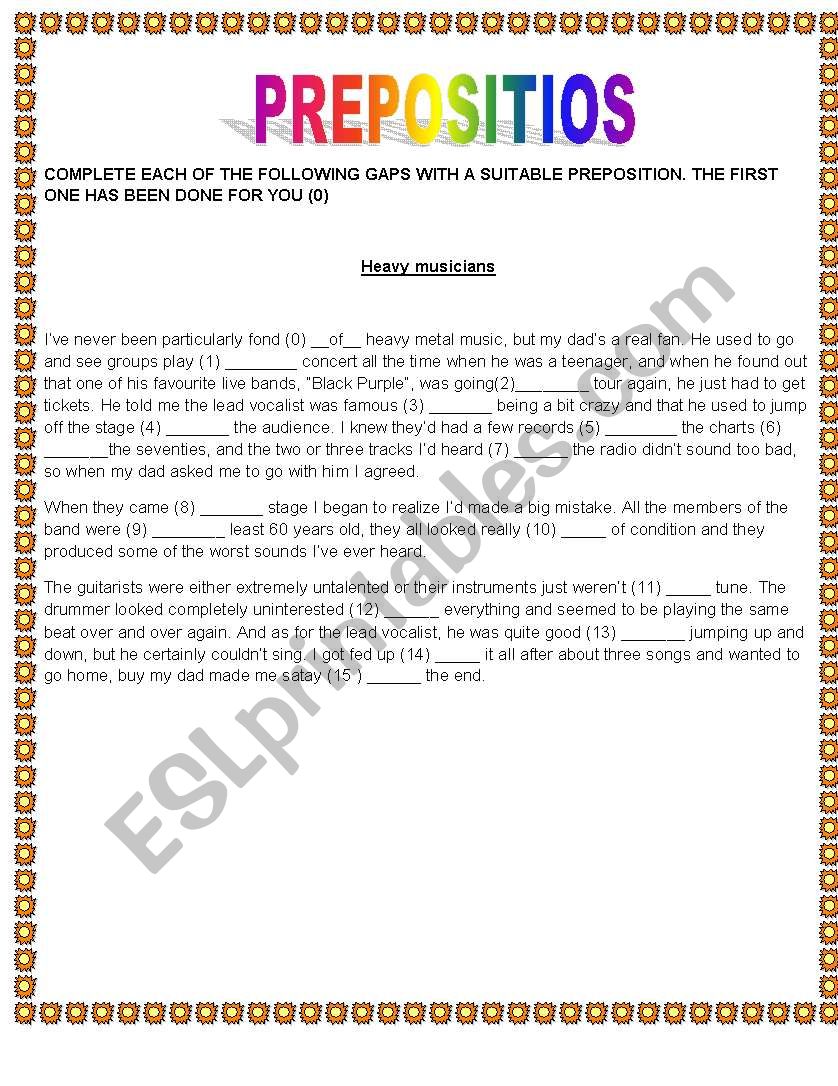 PREPOSITIONS  worksheet