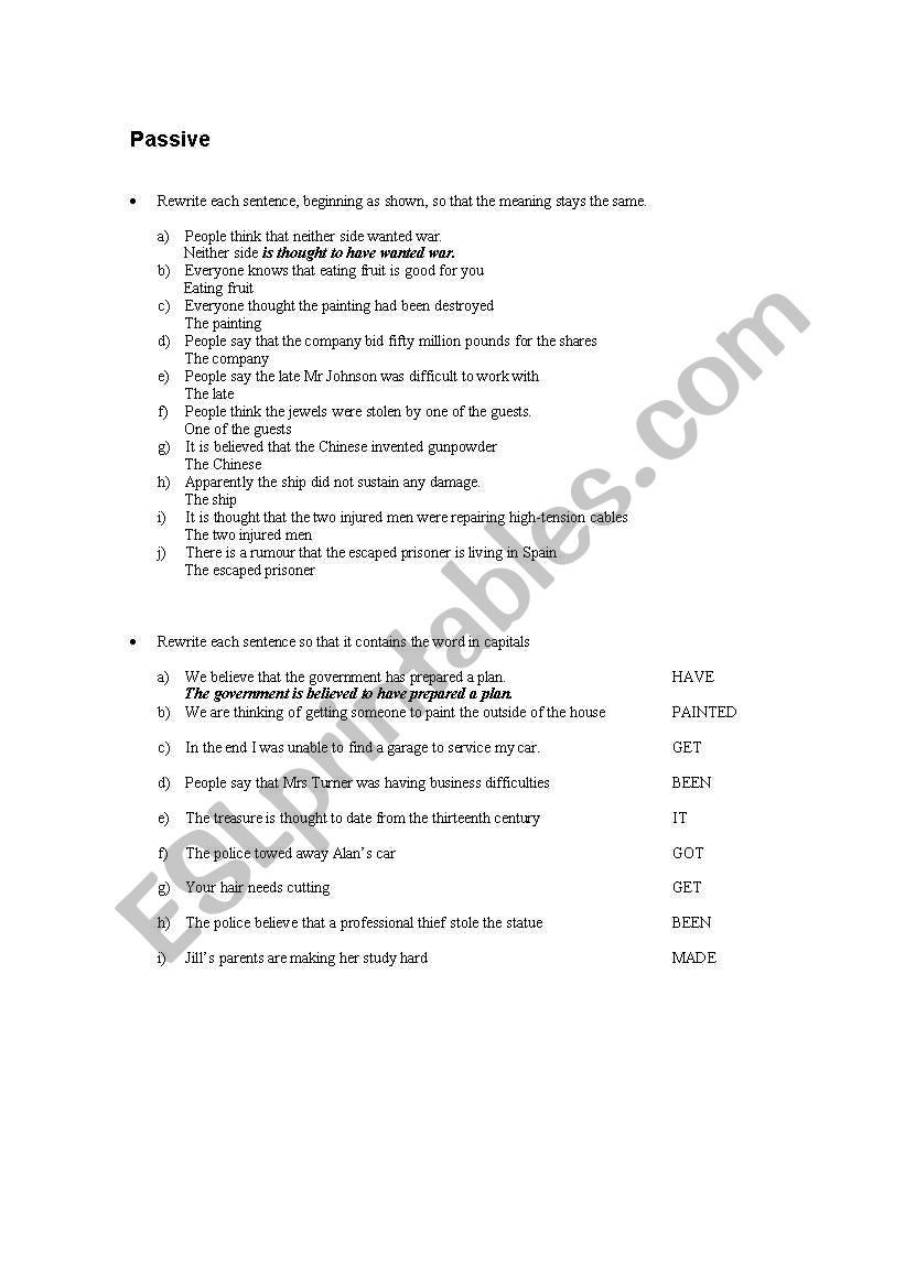 PASSIVE VOICE worksheet