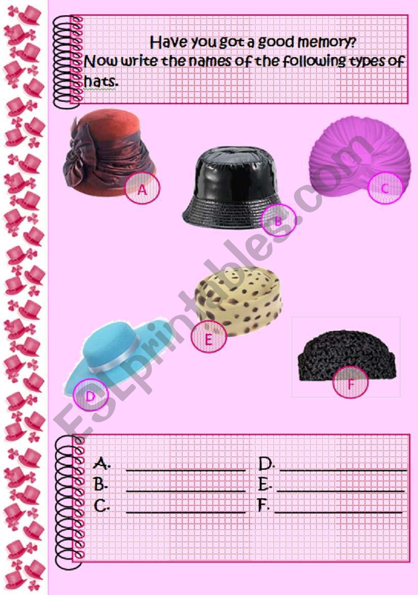 WOMEN HATS (Part III) worksheet