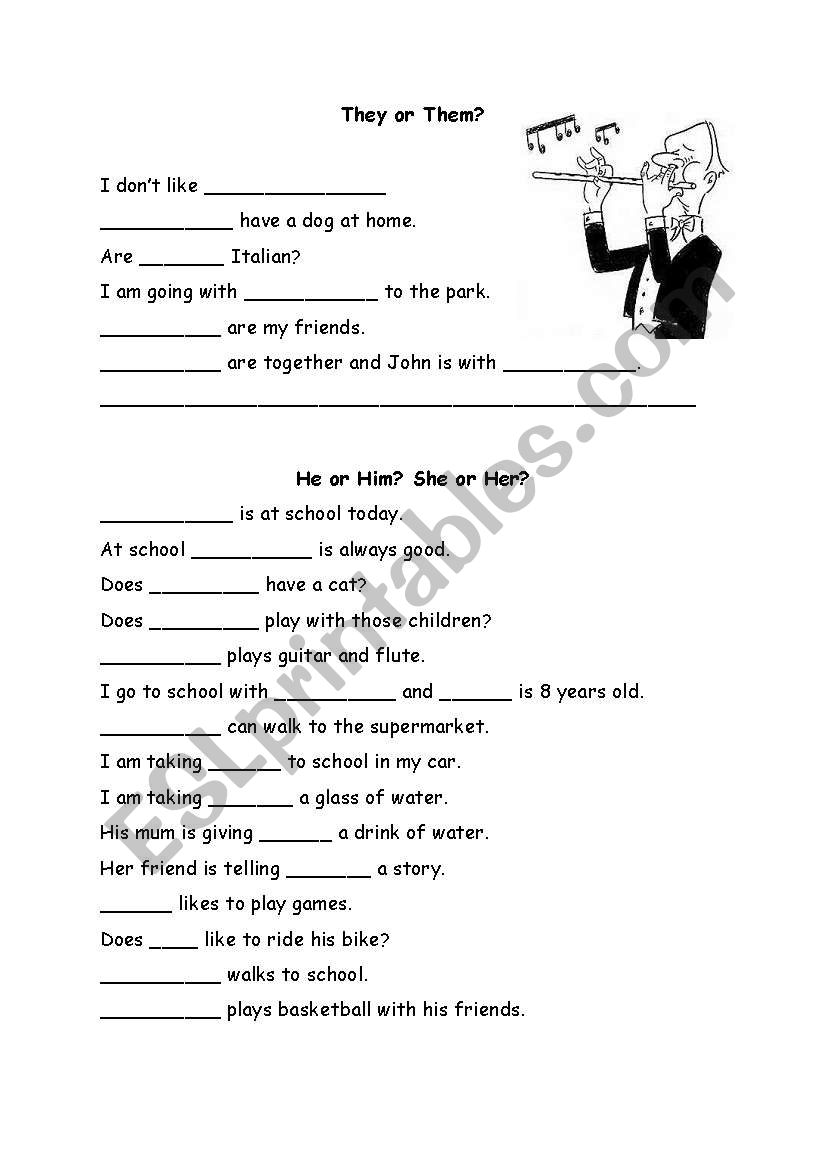 They or Them? He or Him? worksheet