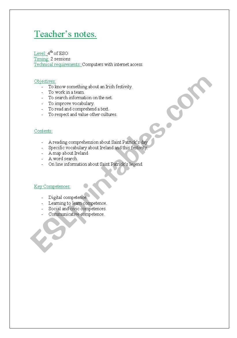 A bit more about Ireland worksheet