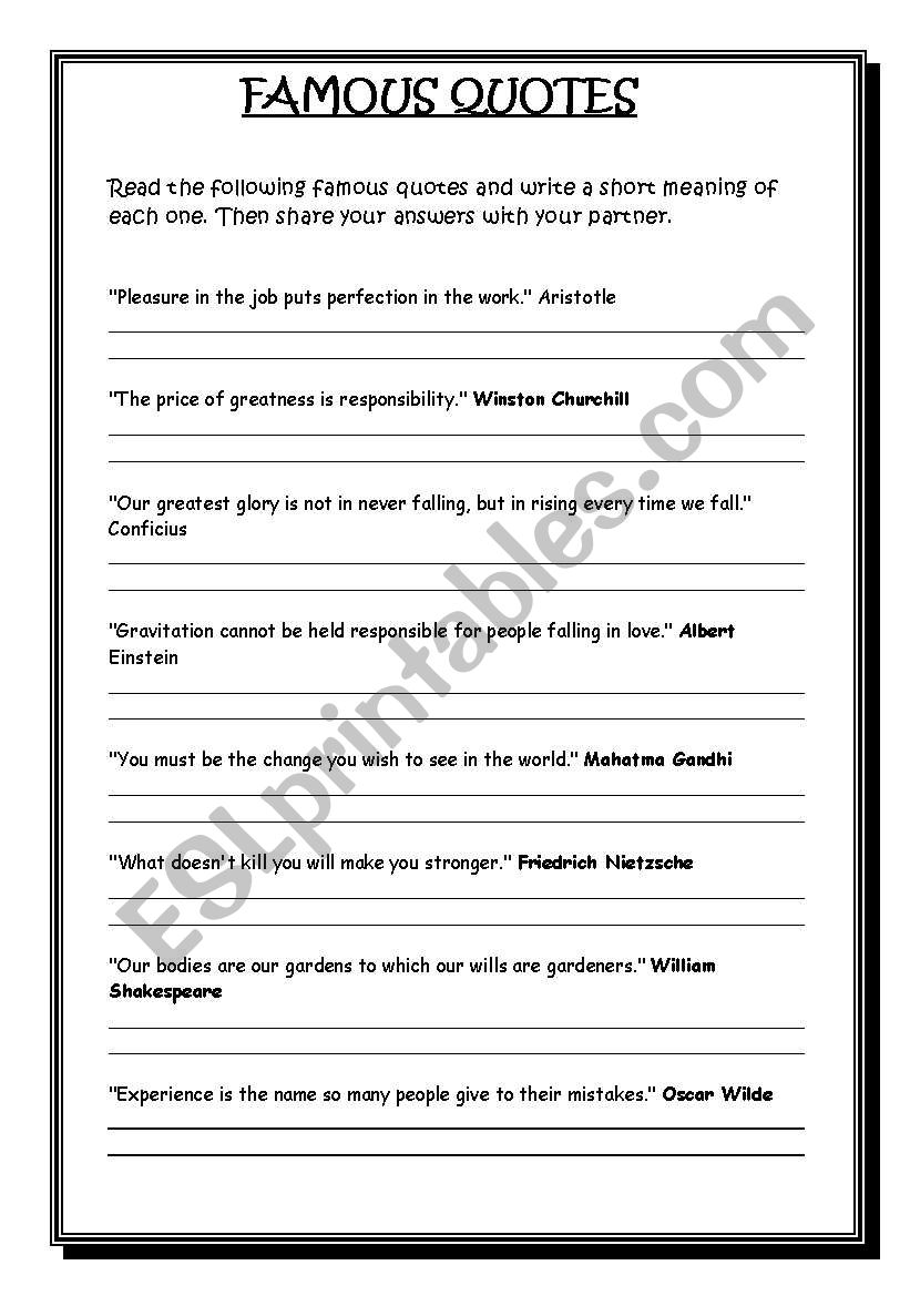 FAMOUS QUOTES worksheet