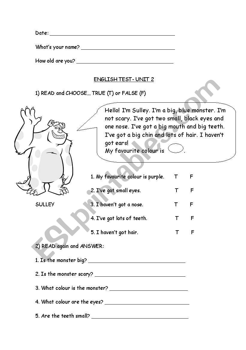 English test -monsters-have got/havent got