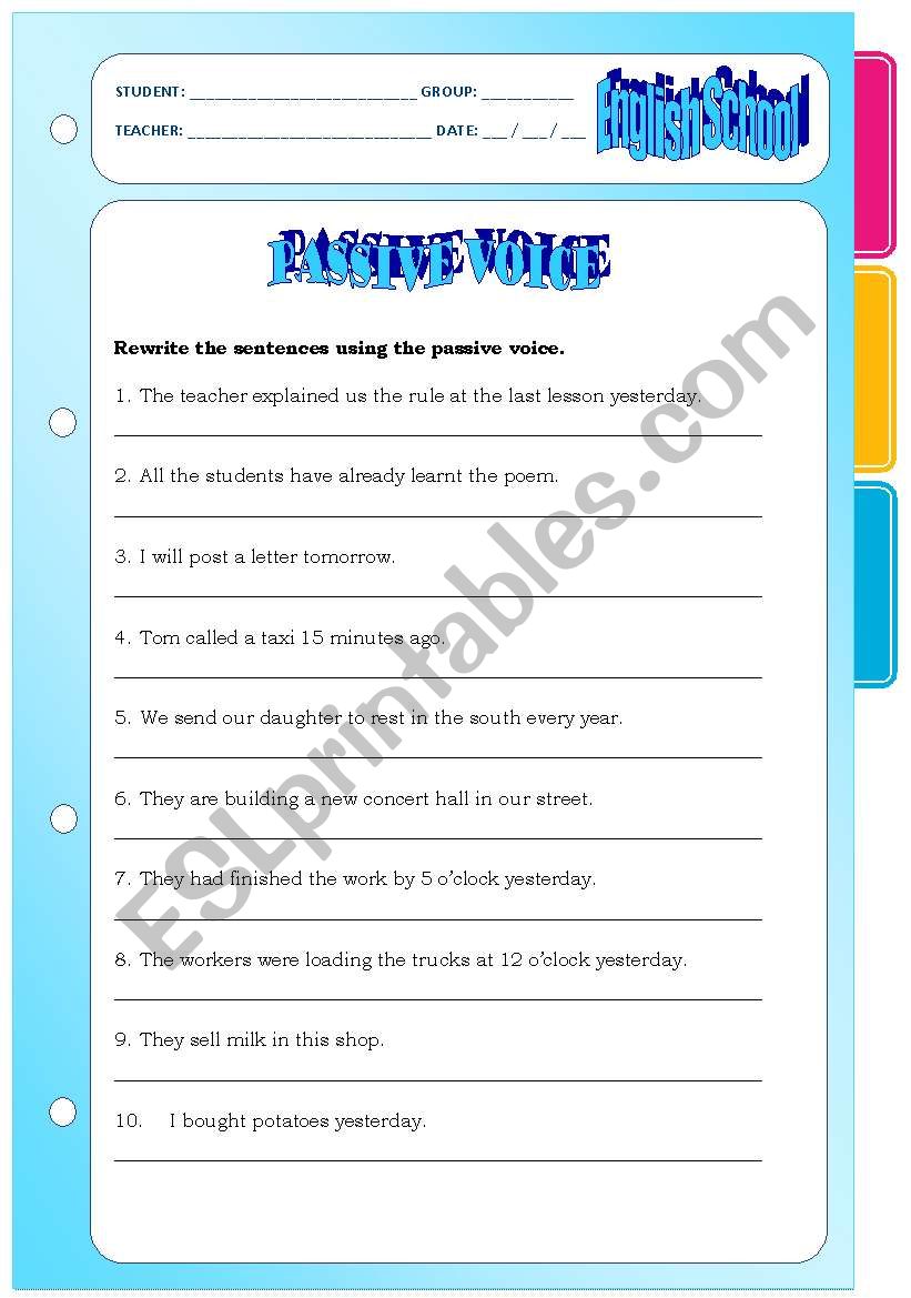 Passive Voice worksheet