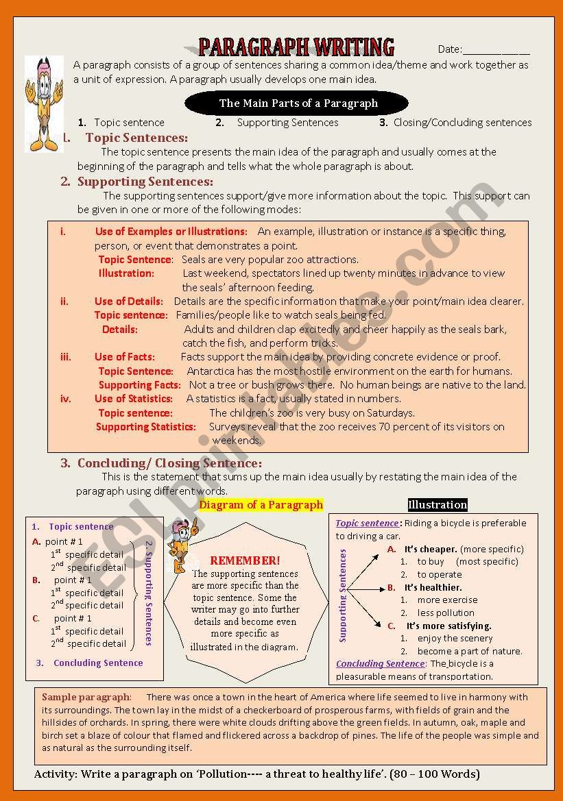 Paragraph Writing worksheet