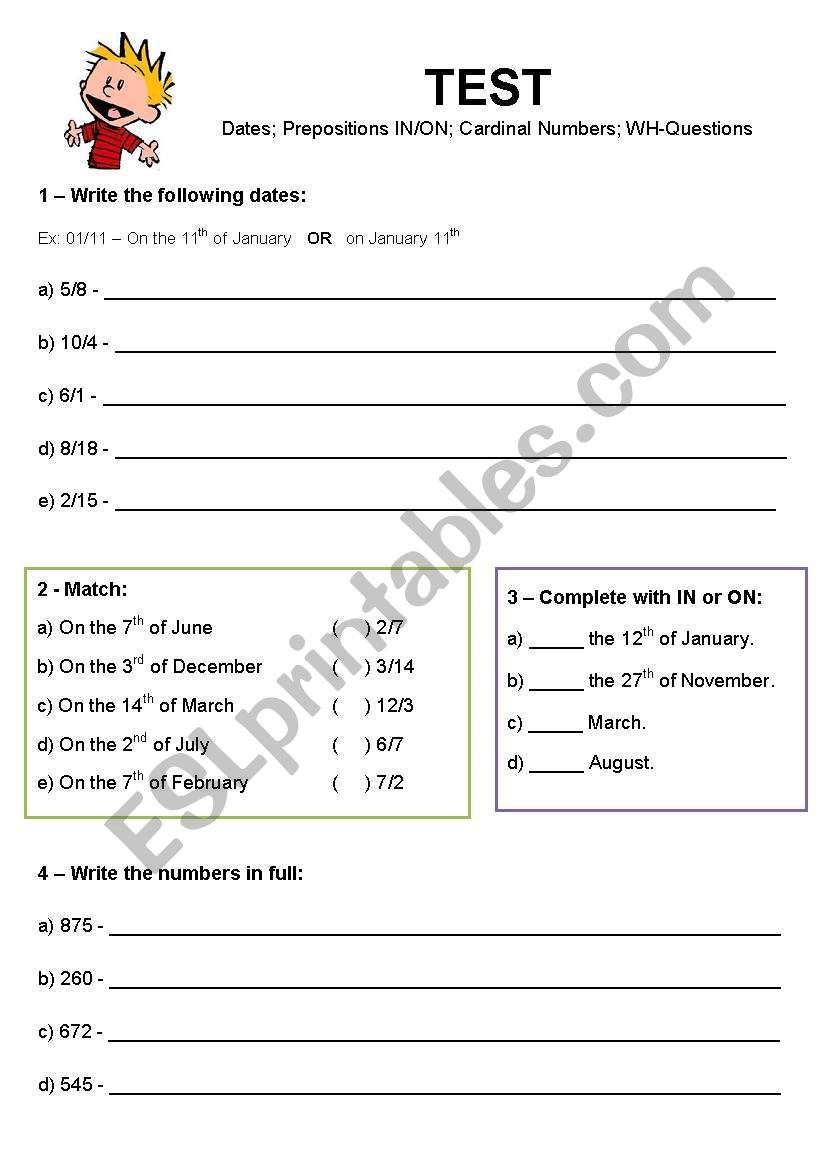 test worksheet