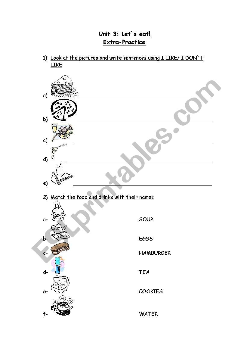 FOOD worksheet
