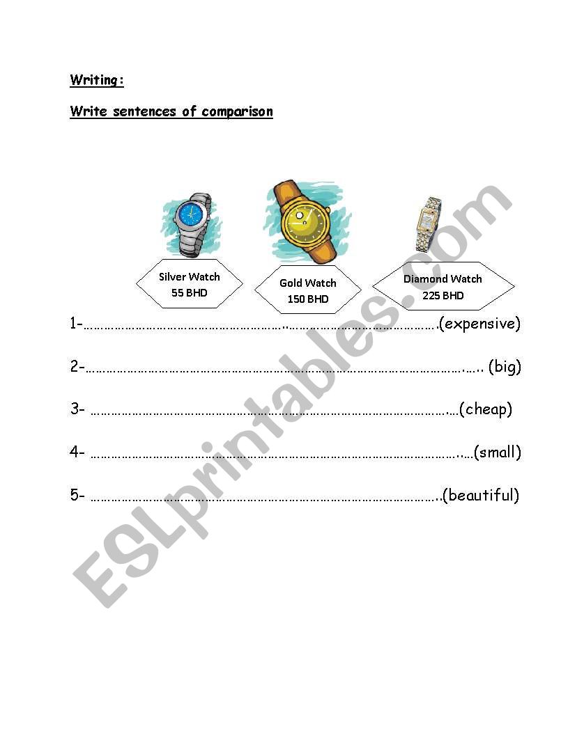 comparing things worksheet