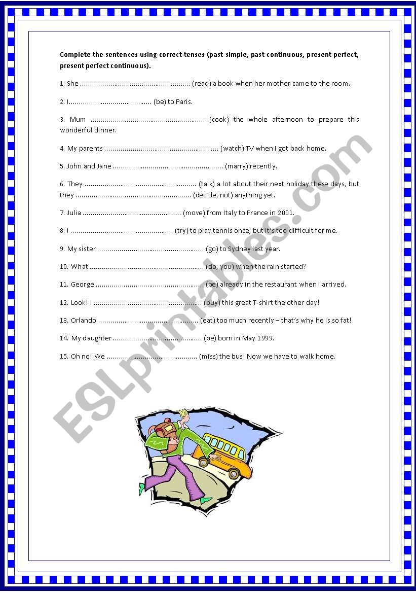 Tenses exercise worksheet