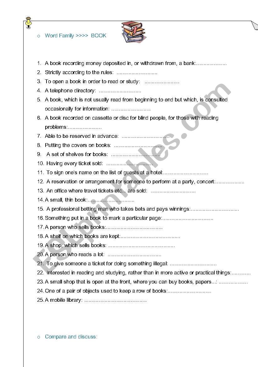 FAMILY WORDS: BOOK worksheet