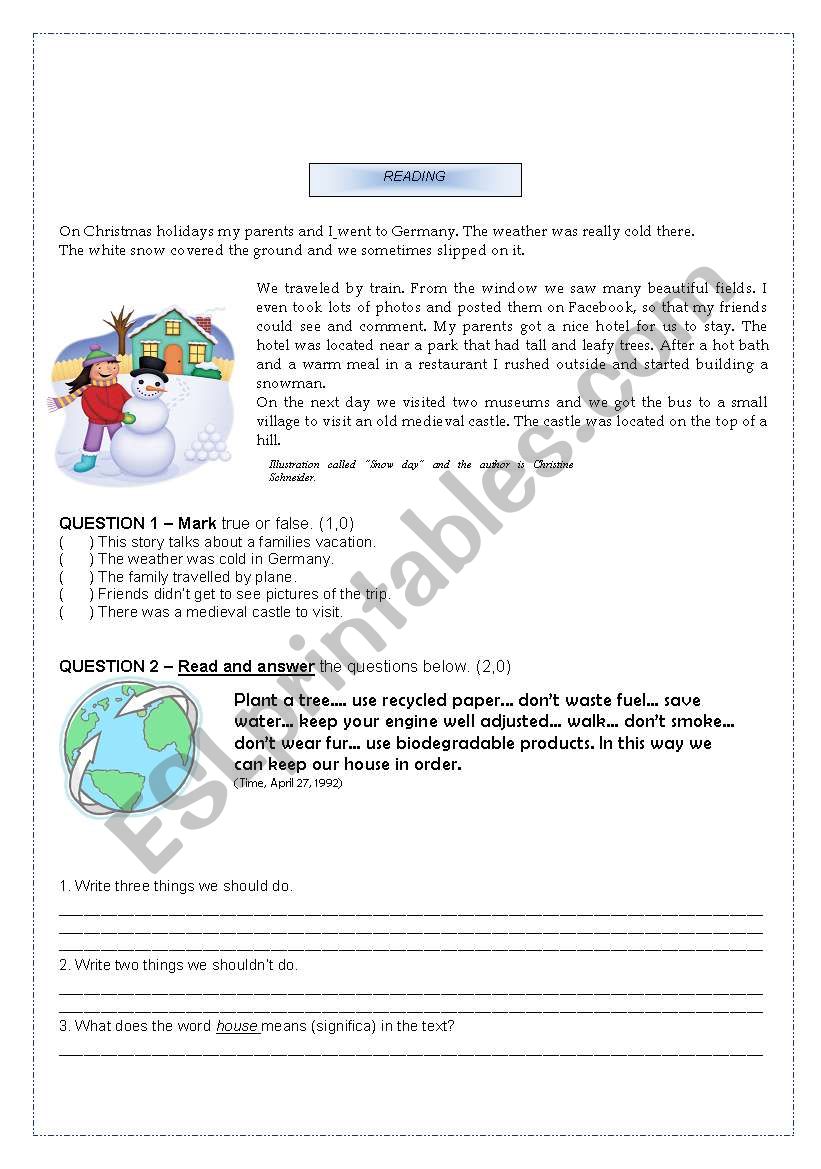 Test-8th graders worksheet