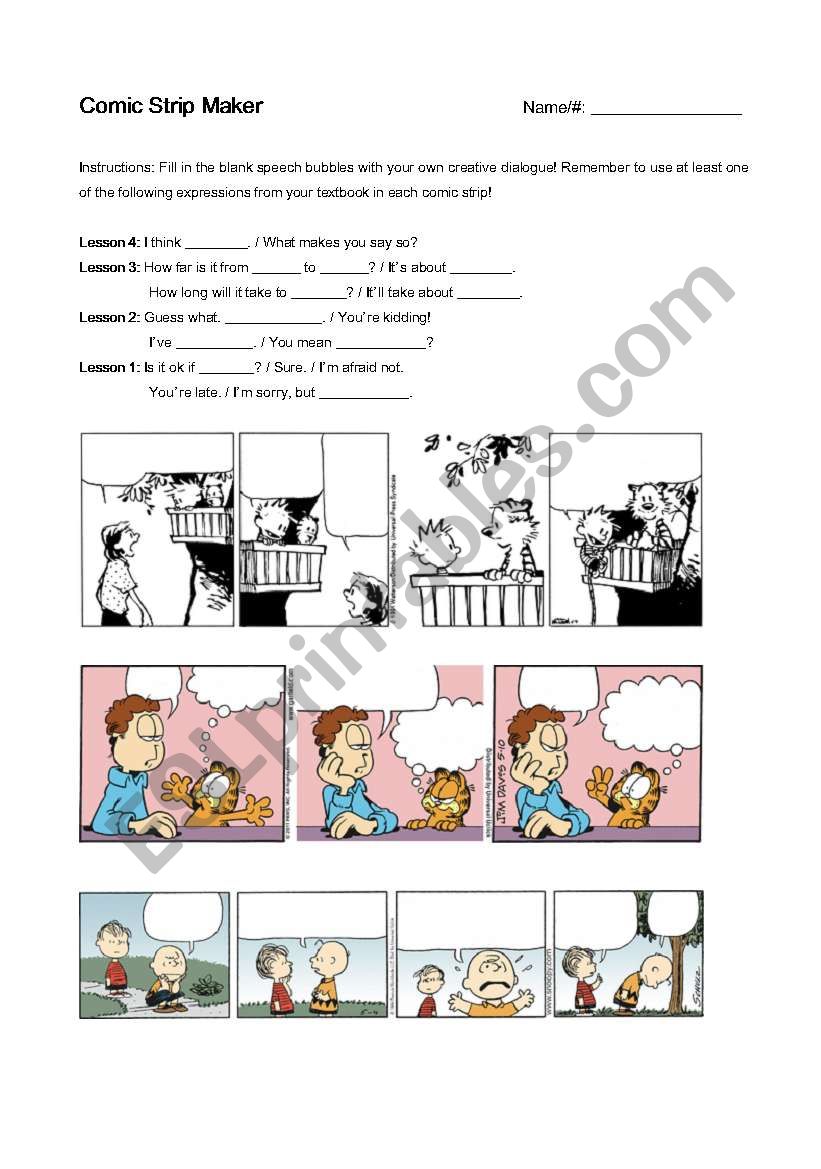 Comic Strip Maker worksheet