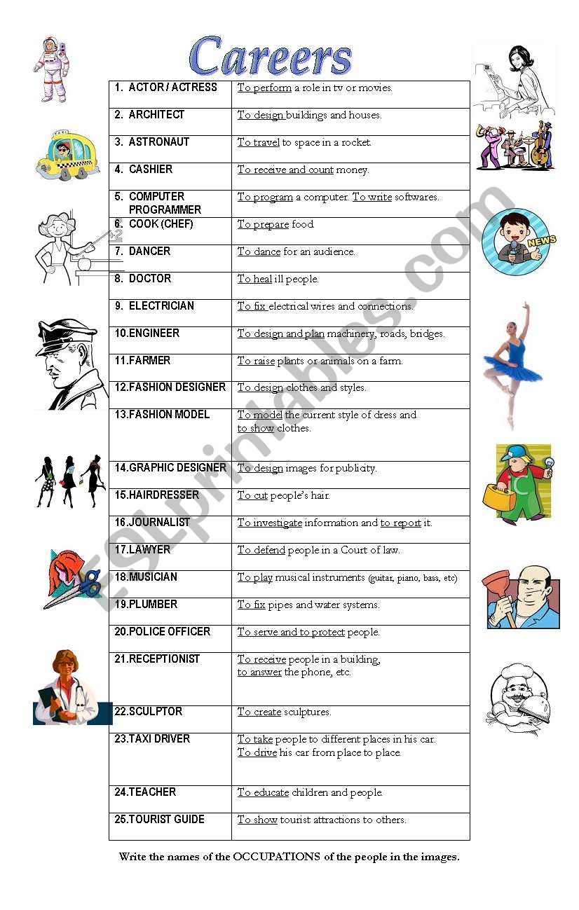 Careers (1/2) worksheet