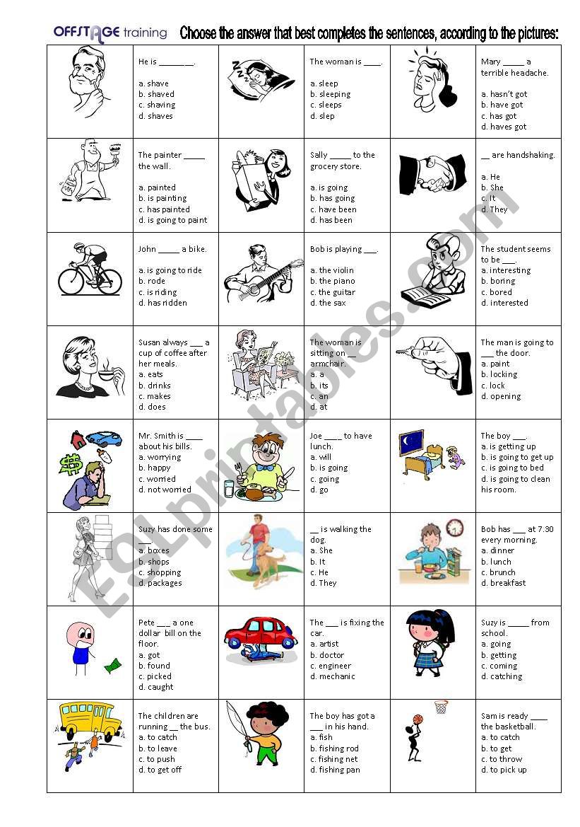 Multiple Choice Verb Tenses and others