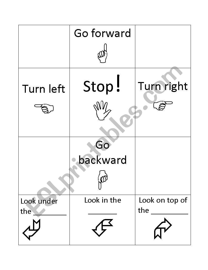 Direction cues worksheet