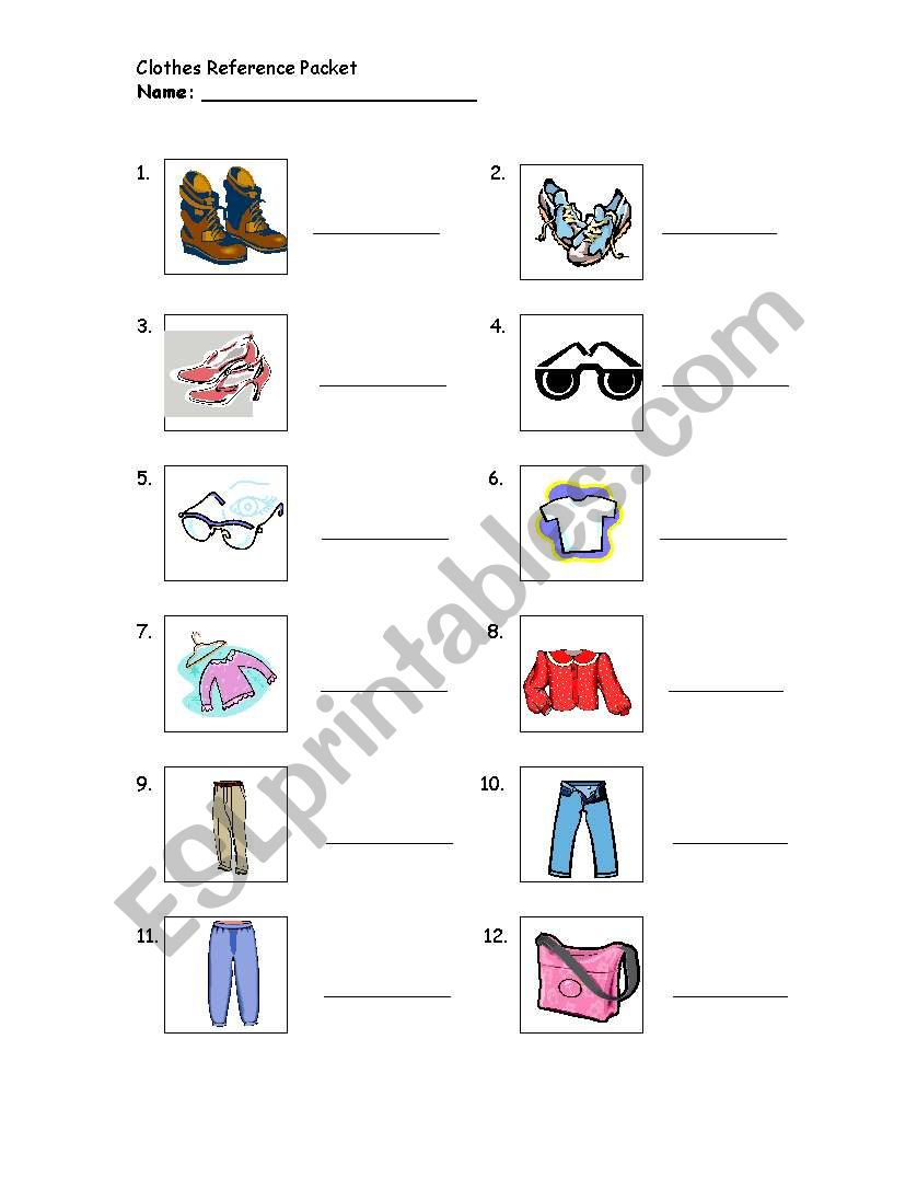 Clothes Vocabulary worksheet