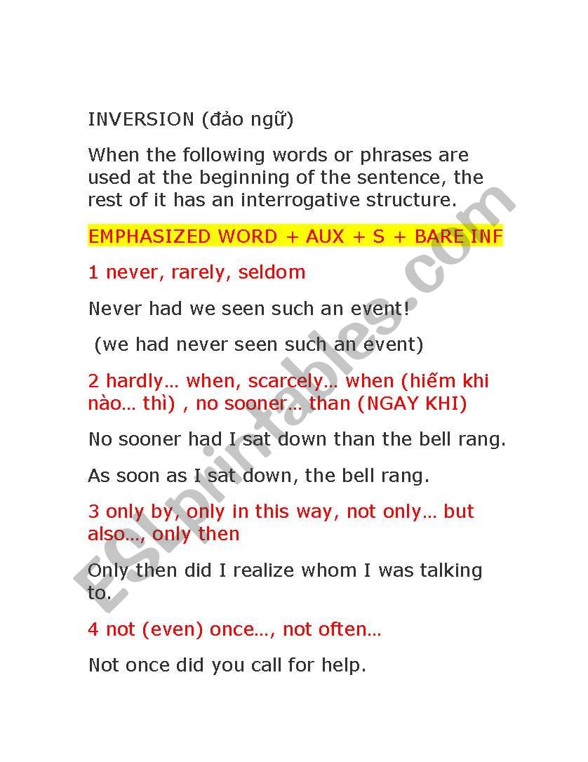 Inversion worksheet