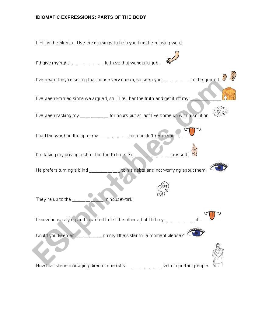 Idiomatic expressions with parts of the body