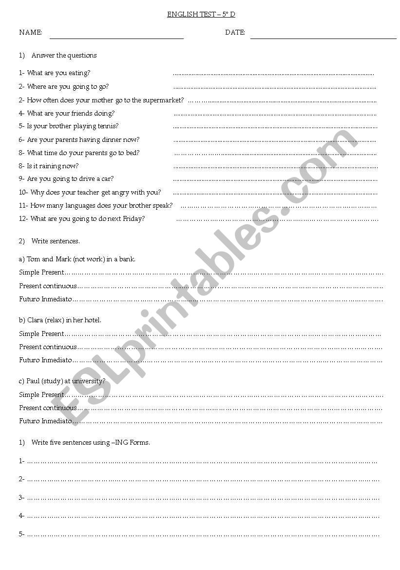 Test worksheet