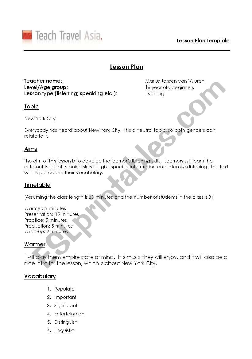 NYC worksheet