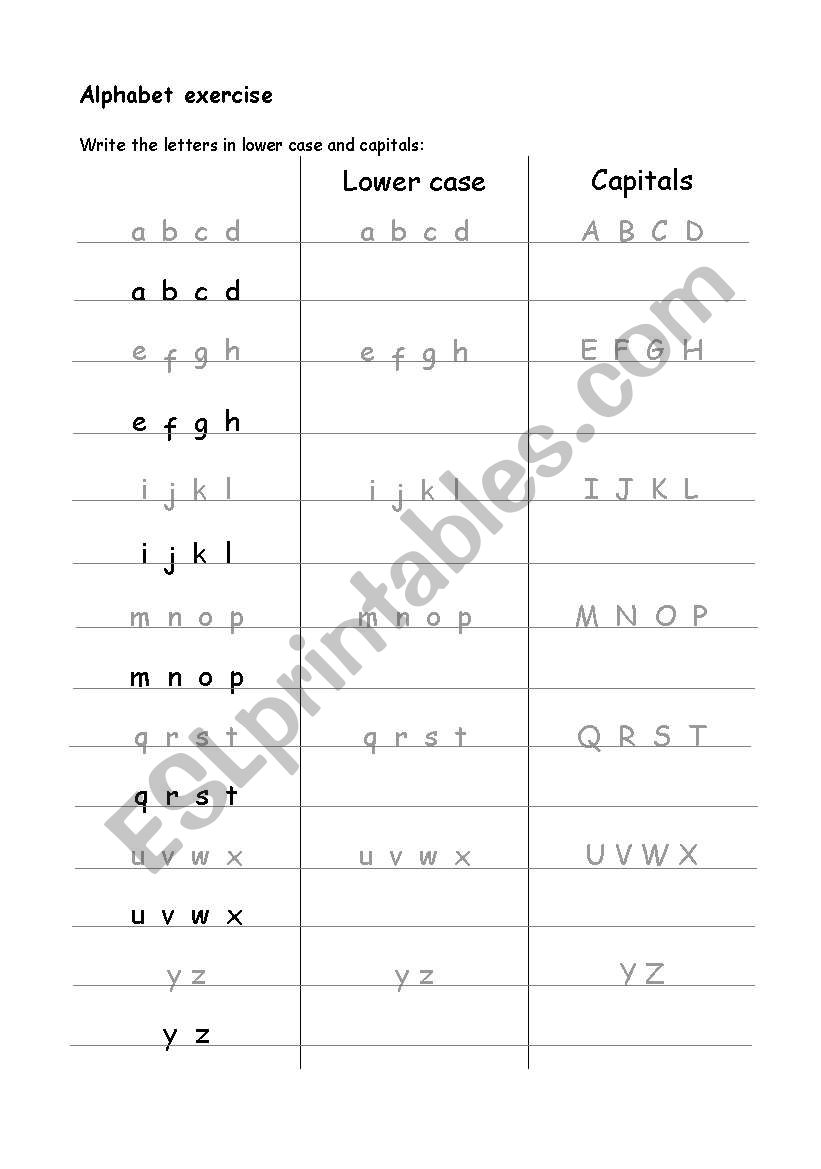 Copy the alphabet letters worksheet