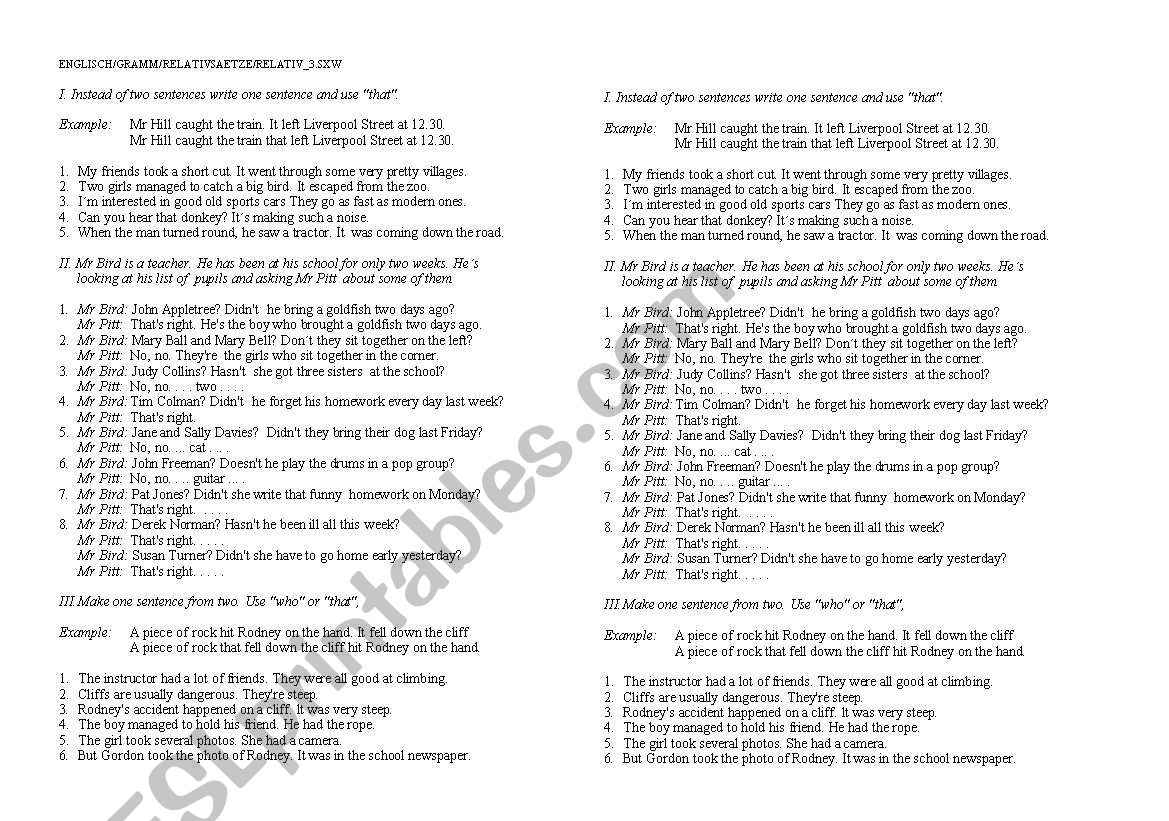 Contact clauses worksheet