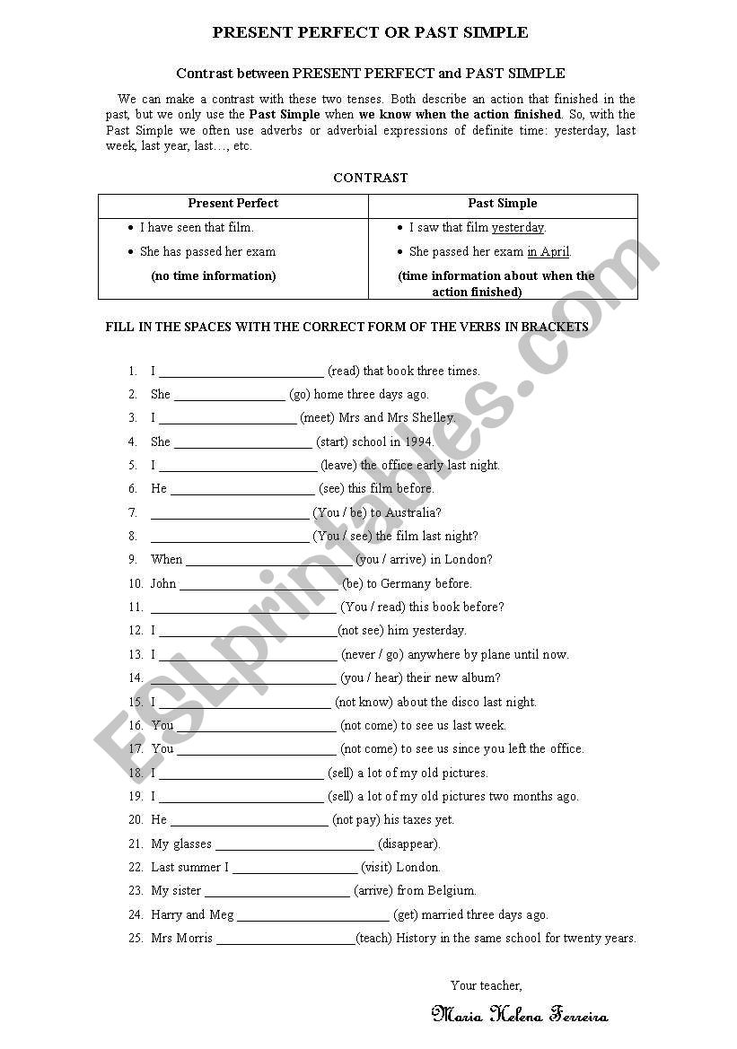 PRESENT PERFECT and PAST SIMPLE 