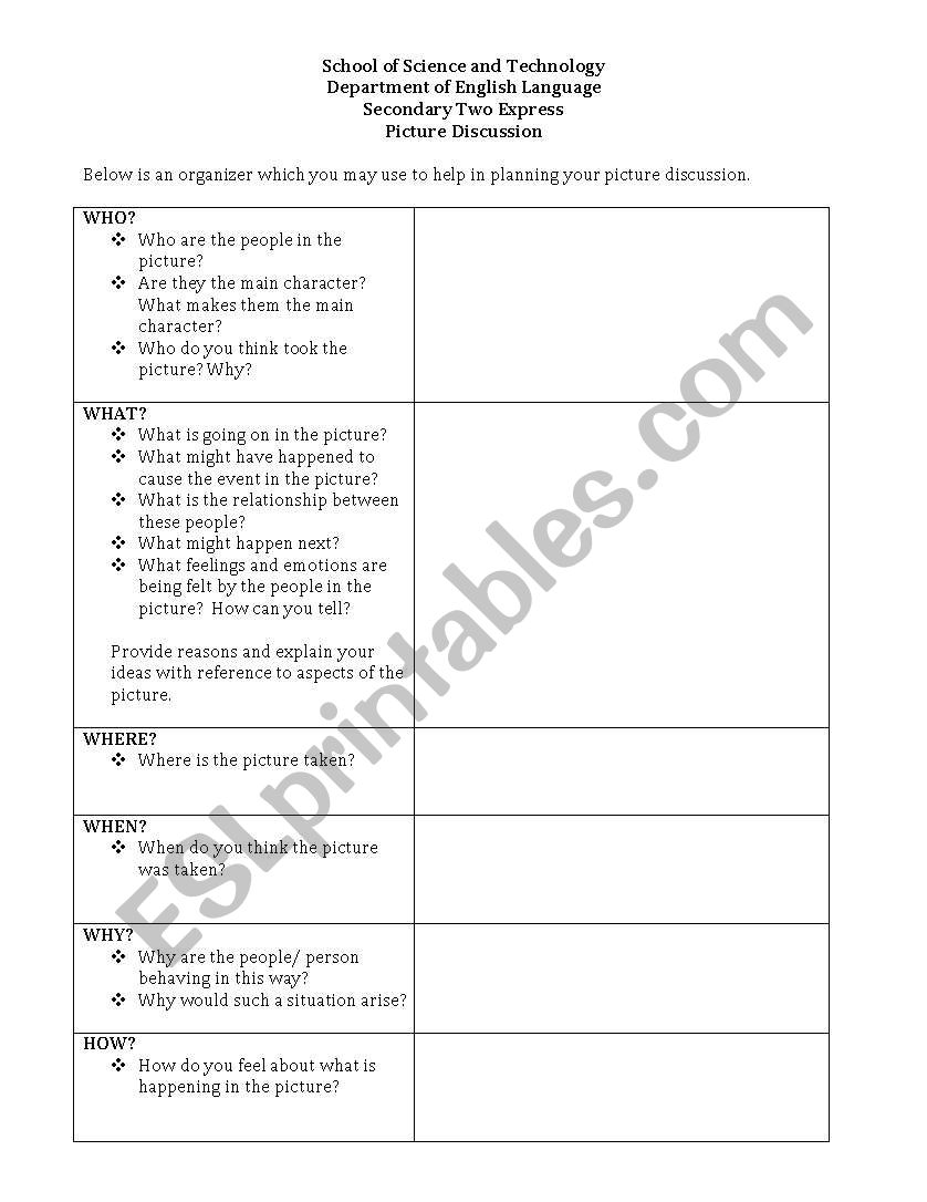 Discussing Pictures worksheet