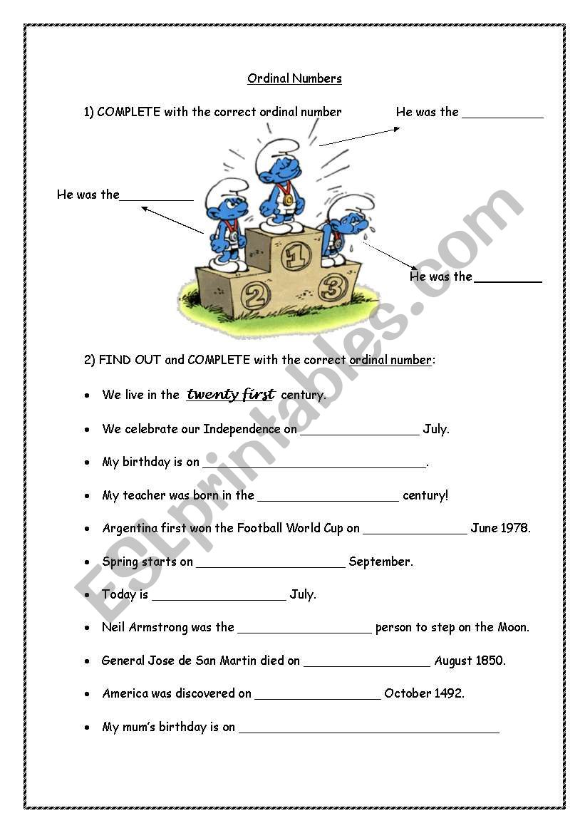 Ordinal numbers //Countries and Nationalities