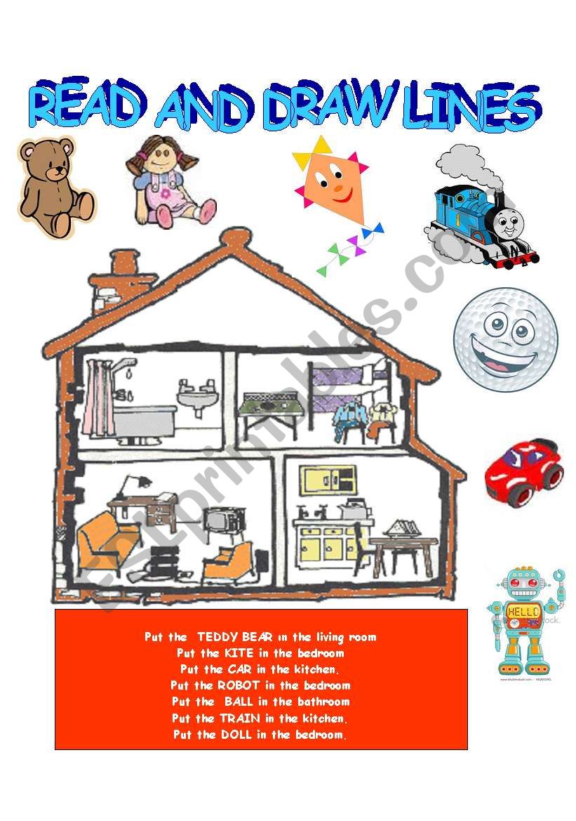 Parts of the house and toys worksheet