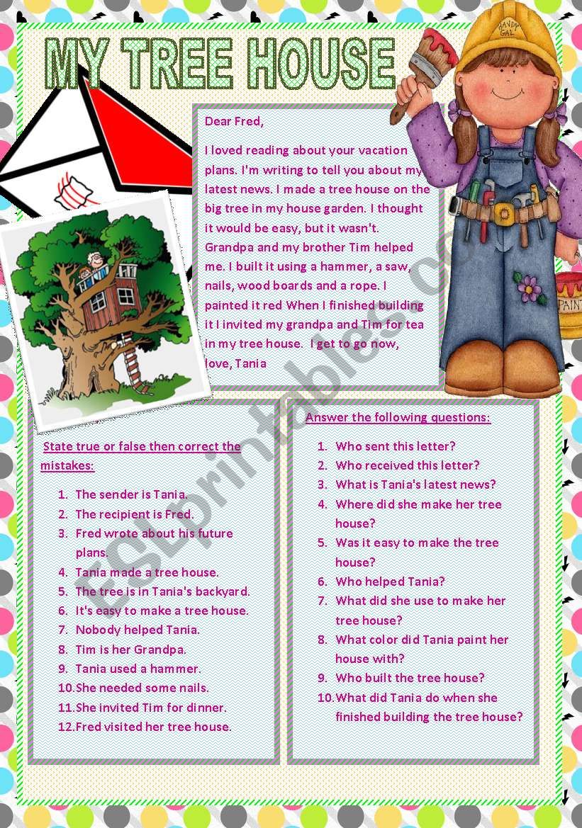 MY TREE HOUSE worksheet