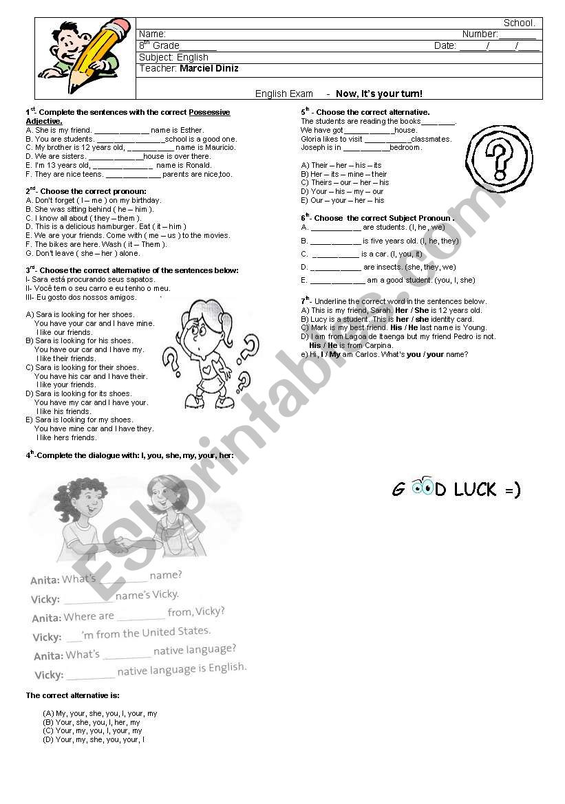 Subject and objects pronouns / possessive adjectives