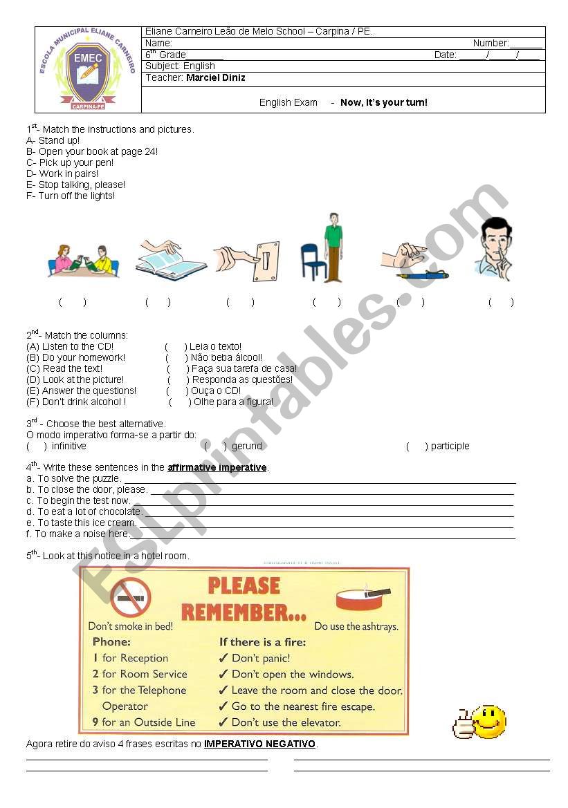 Imperative form worksheet